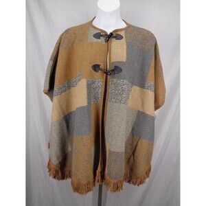 Coco Carmen Buckle Fringe Sweater Cape Size One Size OS New